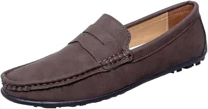 New Men's Loafers Round Toe Vegan Leather Penny Loafers Comfortable Flat Heel Flexible Party Slip On