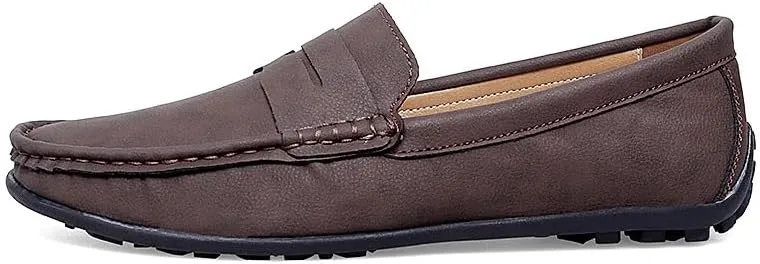 New Men's Loafers Round Toe Vegan Leather Penny Loafers Comfortable Flat Heel Flexible Party Slip On