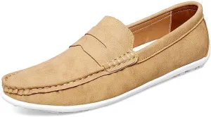 New Men's Loafers Round Toe Vegan Leather Penny Loafers Comfortable Flat Heel Flexible Party Slip On