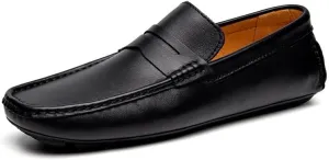 New Mens Loafers Shoe Round Toe Vegan Leather Penny Driving Loafer Shoe Flexible Flat Heel Comfortable Wedding Prom Slip On