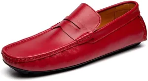 New Mens Loafers Shoe Round Toe Vegan Leather Penny Driving Loafer Shoe Flexible Flat Heel Comfortable Wedding Prom Slip On
