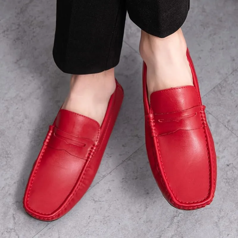 New Mens Loafers Shoe Round Toe Vegan Leather Penny Driving Loafer Shoe Flexible Flat Heel Comfortable Wedding Prom Slip On