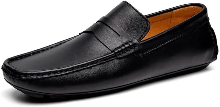 New Mens Loafers Shoe Round Toe Vegan Leather Penny Driving Loafer Shoe Flexible Flat Heel Comfortable Wedding Prom Slip On