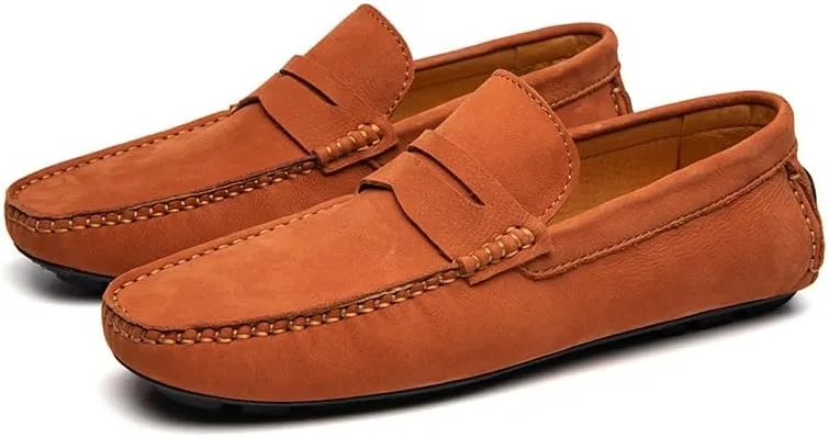 New Mens Loafers Shoe Round Toe Vegan Leather Penny Driving Loafer Shoe Flexible Flat Heel Comfortable Wedding Prom Slip On