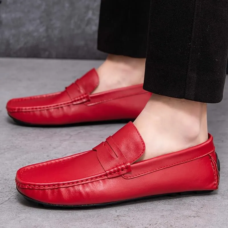 New Mens Loafers Shoe Round Toe Vegan Leather Penny Driving Loafer Shoe Flexible Flat Heel Comfortable Wedding Prom Slip On