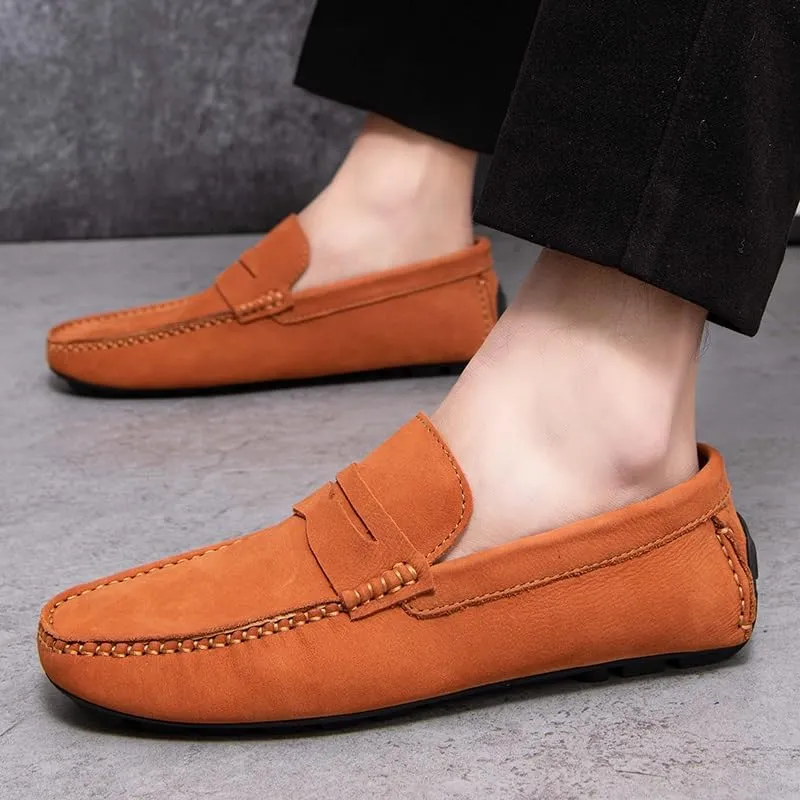 New Mens Loafers Shoe Round Toe Vegan Leather Penny Driving Loafer Shoe Flexible Flat Heel Comfortable Wedding Prom Slip On