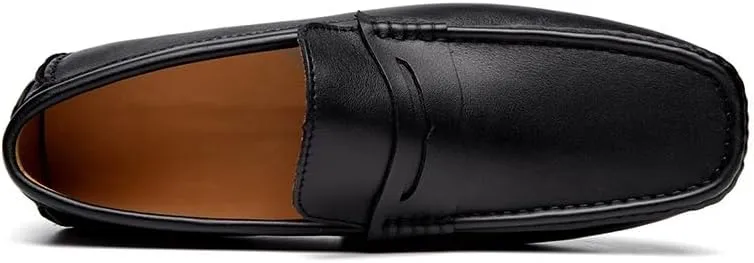 New Mens Loafers Shoe Round Toe Vegan Leather Penny Driving Loafer Shoe Flexible Flat Heel Comfortable Wedding Prom Slip On
