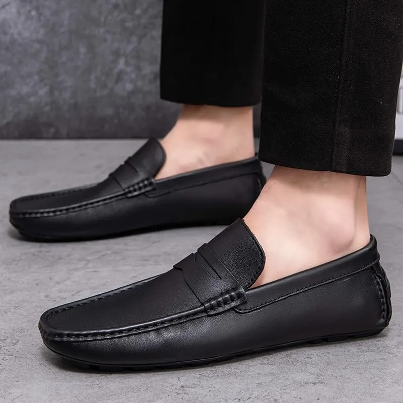 New Mens Loafers Shoe Round Toe Vegan Leather Penny Driving Loafer Shoe Flexible Flat Heel Comfortable Wedding Prom Slip On
