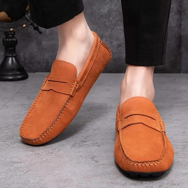 New Mens Loafers Shoe Round Toe Vegan Leather Penny Driving Loafer Shoe Flexible Flat Heel Comfortable Wedding Prom Slip On