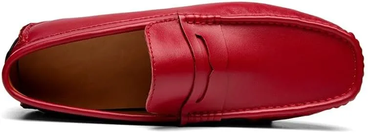 New Mens Loafers Shoe Round Toe Vegan Leather Penny Driving Loafer Shoe Flexible Flat Heel Comfortable Wedding Prom Slip On