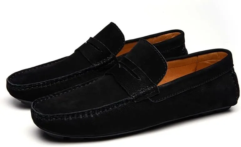 New Mens Loafers Shoe Round Toe Vegan Leather Penny Driving Loafer Shoe Flexible Flat Heel Comfortable Wedding Prom Slip On