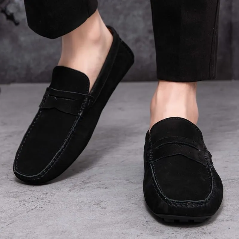 New Mens Loafers Shoe Round Toe Vegan Leather Penny Driving Loafer Shoe Flexible Flat Heel Comfortable Wedding Prom Slip On