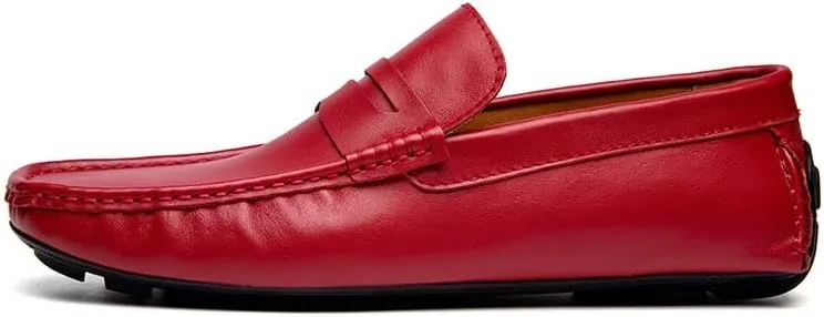 New Mens Loafers Shoe Round Toe Vegan Leather Penny Driving Loafer Shoe Flexible Flat Heel Comfortable Wedding Prom Slip On