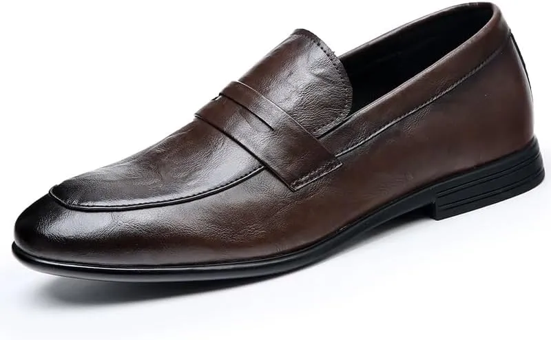New Mens Loafers Solid Color Vegan Leather Penny Loafers Comfortable Resistant Flat Heel Wedding Slip On