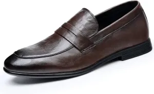 New Mens Loafers Solid Color Vegan Leather Penny Loafers Comfortable Resistant Flat Heel Wedding Slip On