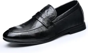 New Mens Loafers Solid Color Vegan Leather Penny Loafers Comfortable Resistant Flat Heel Wedding Slip On