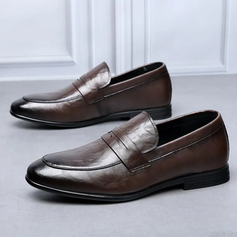New Mens Loafers Solid Color Vegan Leather Penny Loafers Comfortable Resistant Flat Heel Wedding Slip On