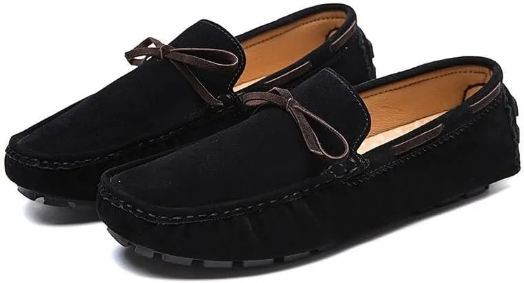 New Men's Loafers Square Toe Vegan Leather Boat Driving Loafers Flexible Comfortable Flat Heel Fashion Slip On