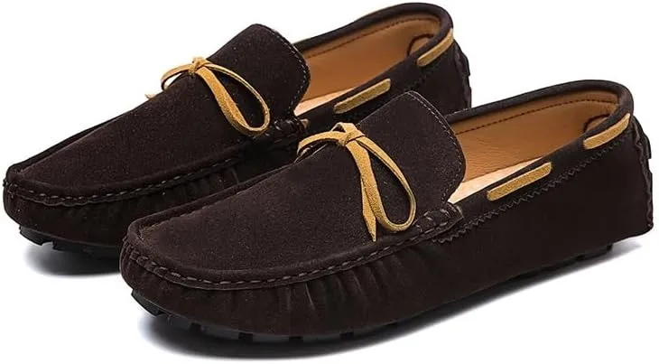 New Men's Loafers Square Toe Vegan Leather Boat Driving Loafers Flexible Comfortable Flat Heel Fashion Slip On