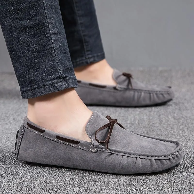 New Men's Loafers Square Toe Vegan Leather Boat Driving Loafers Flexible Comfortable Flat Heel Fashion Slip On