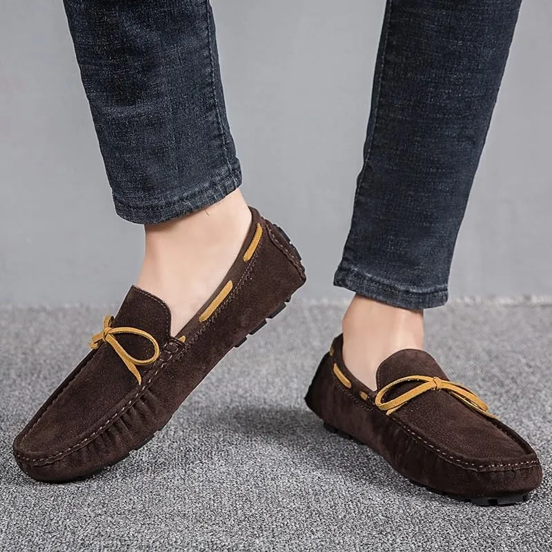 New Men's Loafers Square Toe Vegan Leather Boat Driving Loafers Flexible Comfortable Flat Heel Fashion Slip On