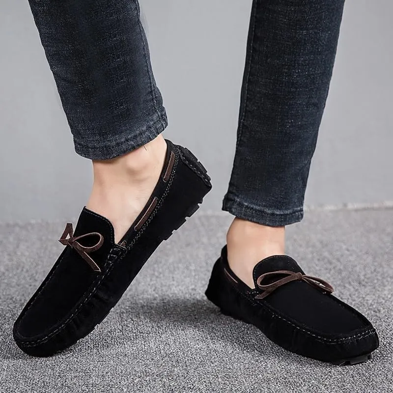 New Men's Loafers Square Toe Vegan Leather Boat Driving Loafers Flexible Comfortable Flat Heel Fashion Slip On
