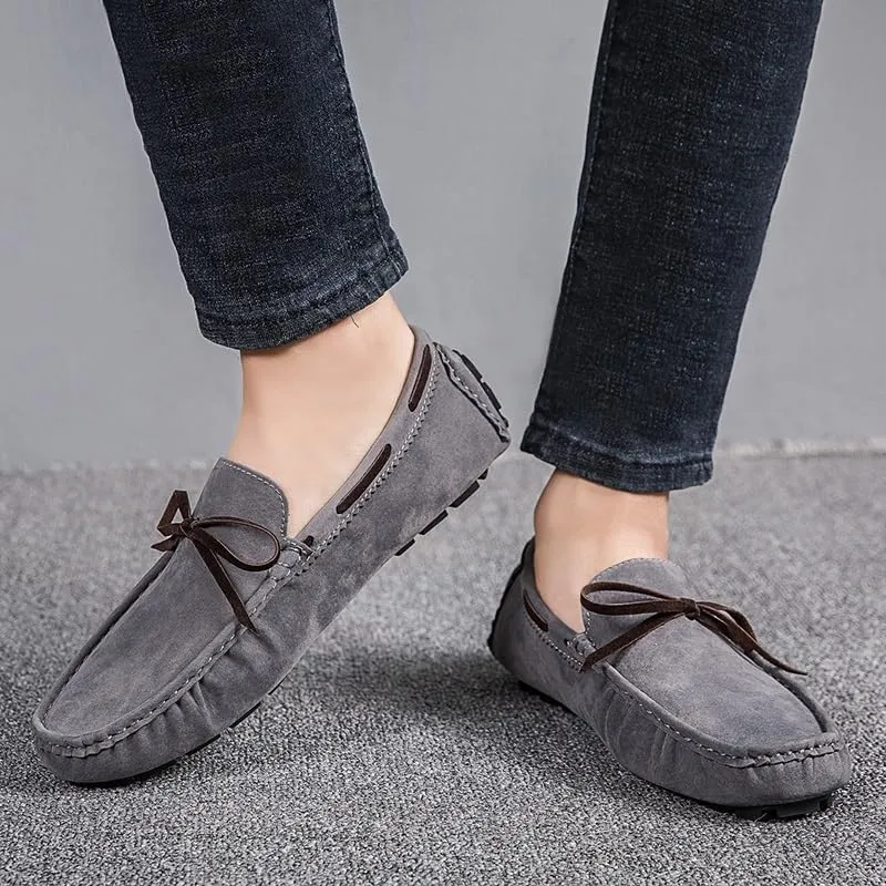 New Men's Loafers Square Toe Vegan Leather Boat Driving Loafers Flexible Comfortable Flat Heel Fashion Slip On