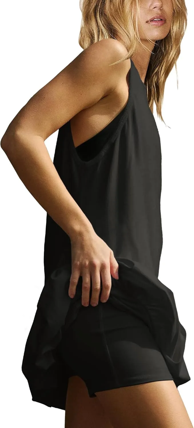 Nirovien Womens Tennis Dress Workout Athletic Dresses with Shorts Bubble Golf Outfits with Pockets Activewear