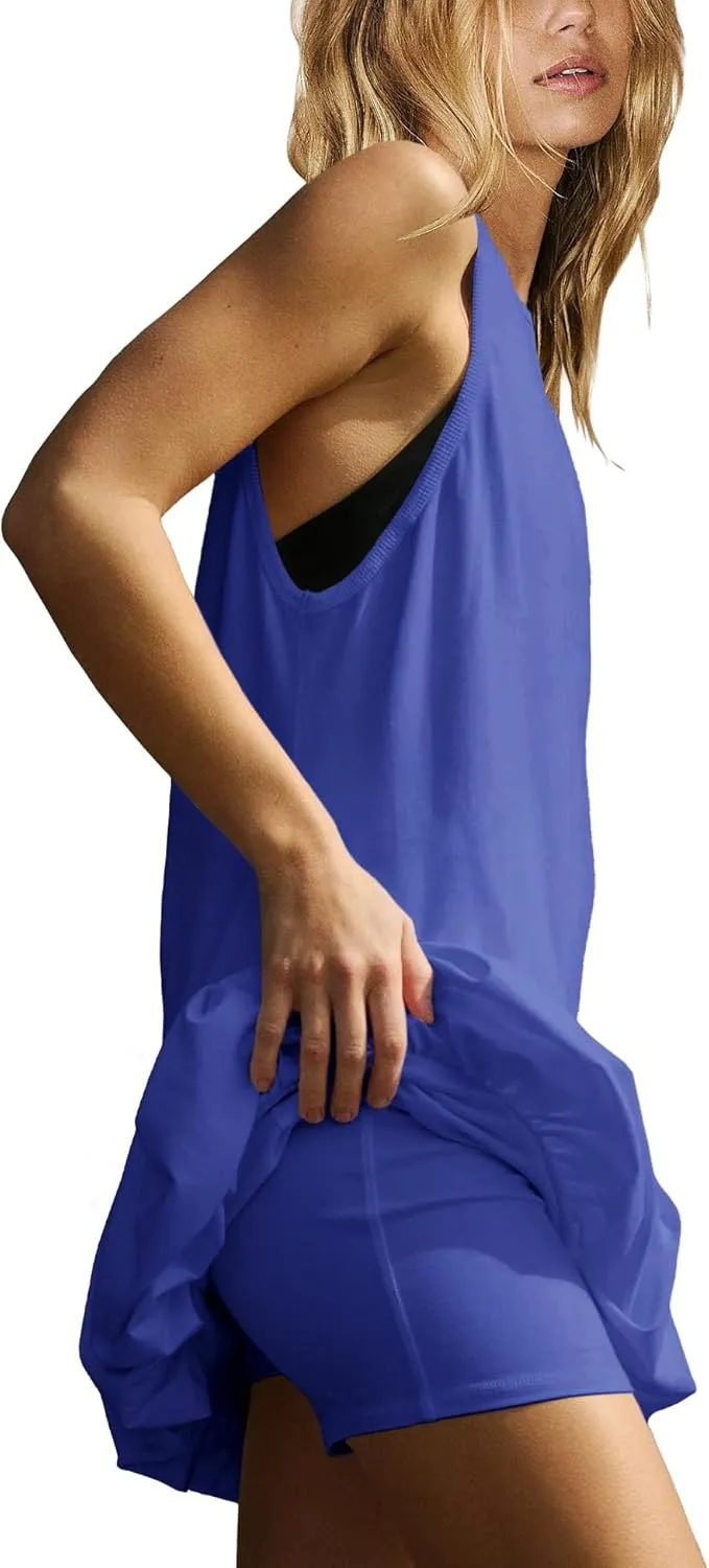 Nirovien Womens Tennis Dress Workout Athletic Dresses with Shorts Bubble Golf Outfits with Pockets Activewear