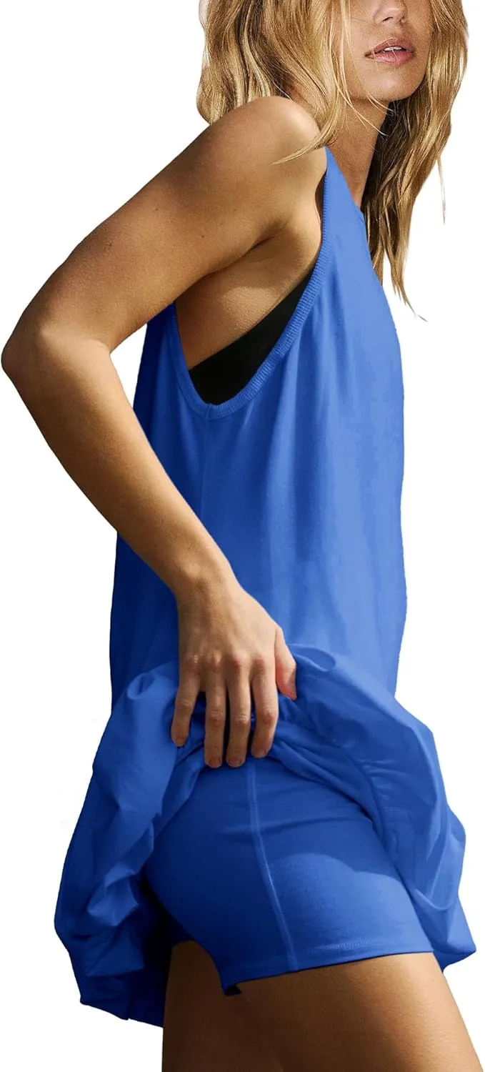 Nirovien Womens Tennis Dress Workout Athletic Dresses with Shorts Bubble Golf Outfits with Pockets Activewear
