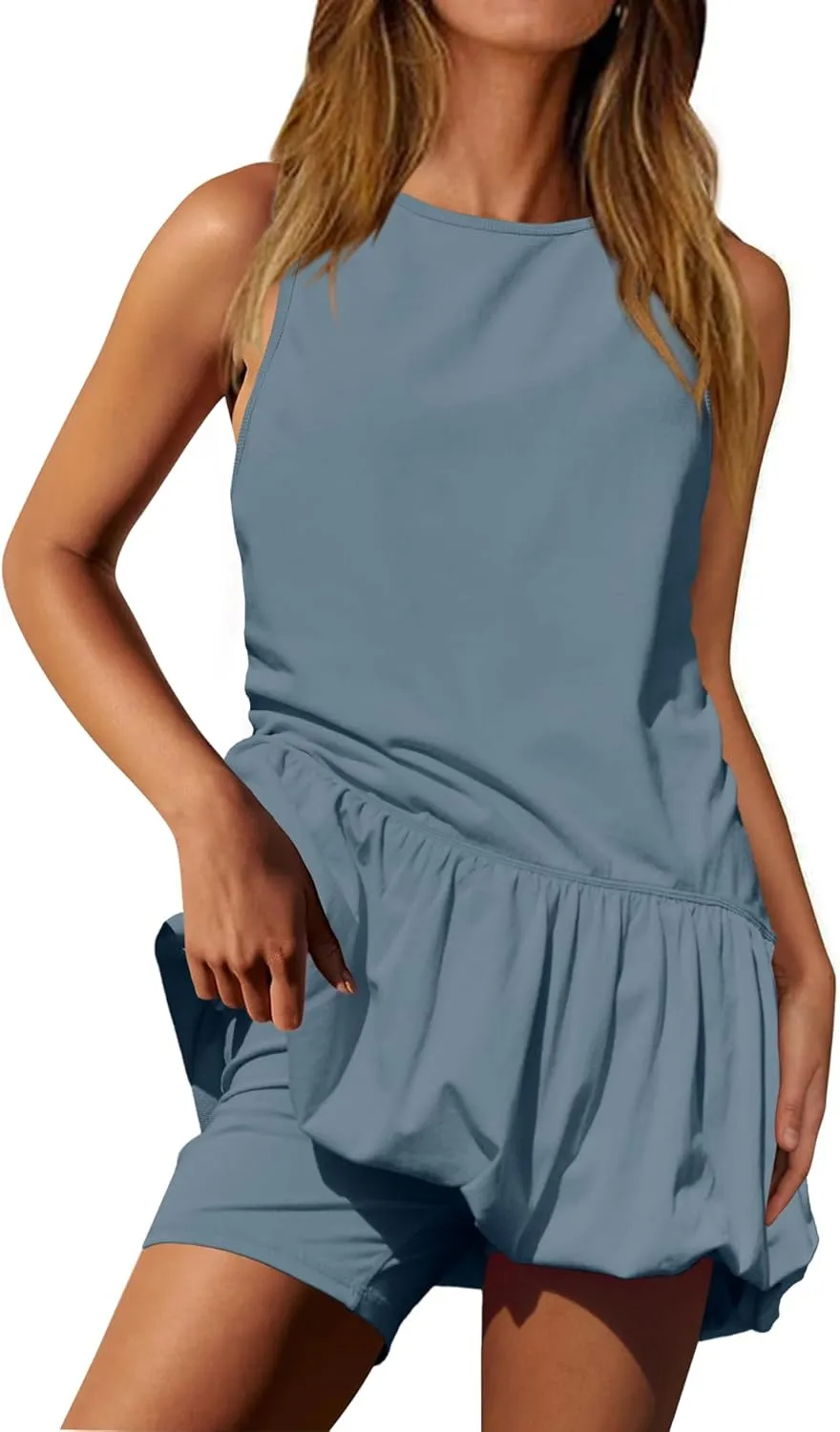 Nirovien Womens Tennis Dress Workout Athletic Dresses with Shorts Bubble Golf Outfits with Pockets Activewear
