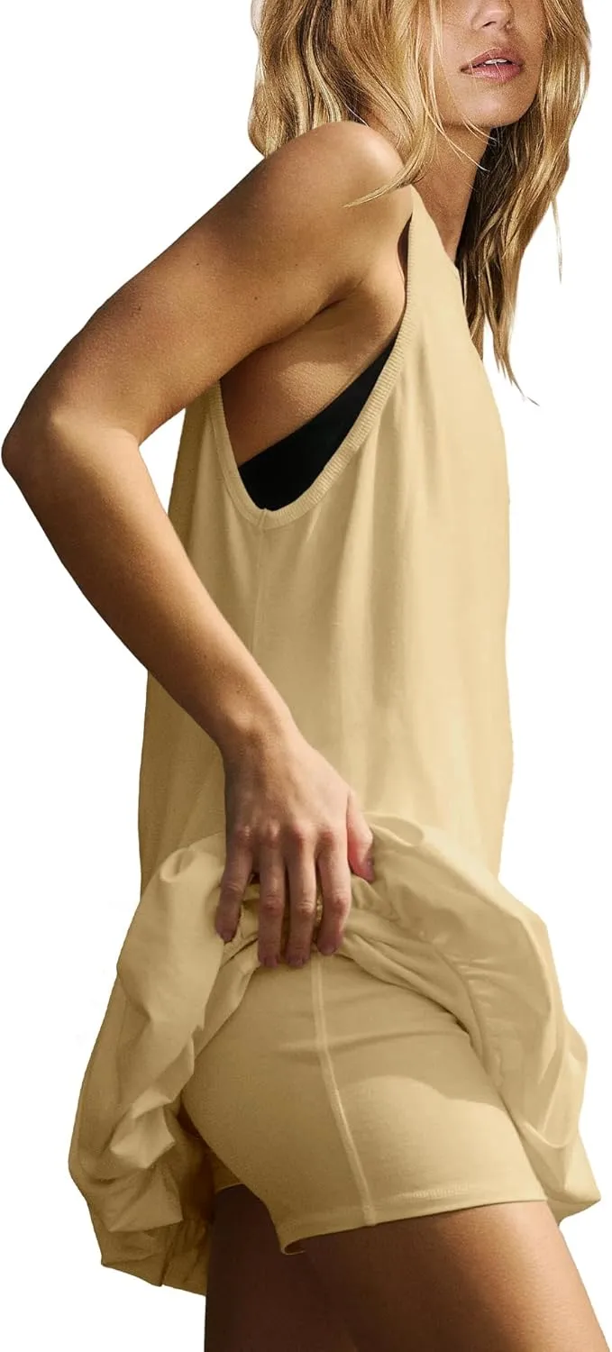 Nirovien Womens Tennis Dress Workout Athletic Dresses with Shorts Bubble Golf Outfits with Pockets Activewear