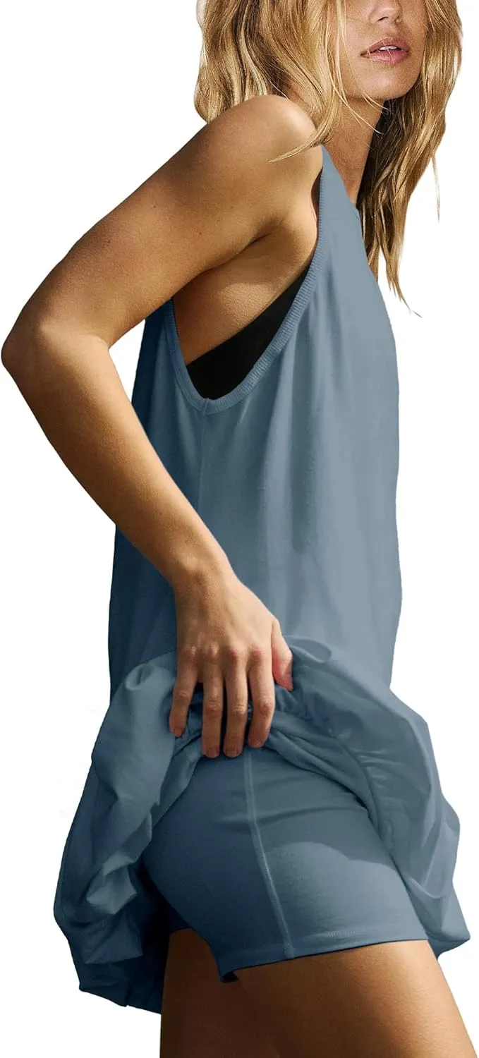 Nirovien Womens Tennis Dress Workout Athletic Dresses with Shorts Bubble Golf Outfits with Pockets Activewear