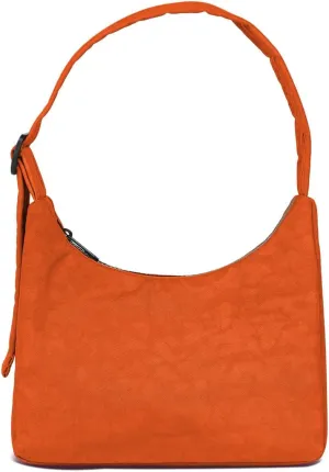 Nylon Shoulder Bag - Adjustable Quilted Strap, Structured Slouchy Design with Interior Zip Pocket