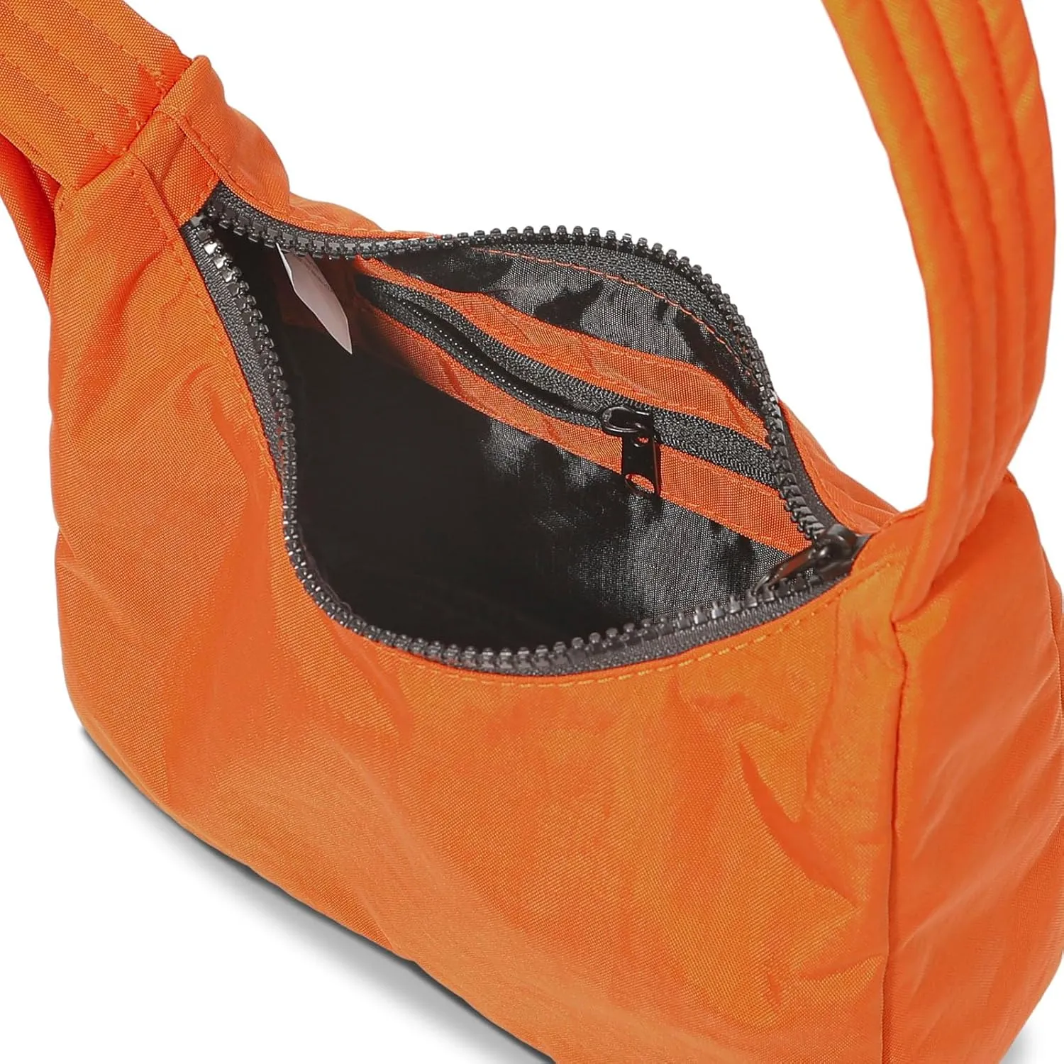 Nylon Shoulder Bag - Adjustable Quilted Strap, Structured Slouchy Design with Interior Zip Pocket