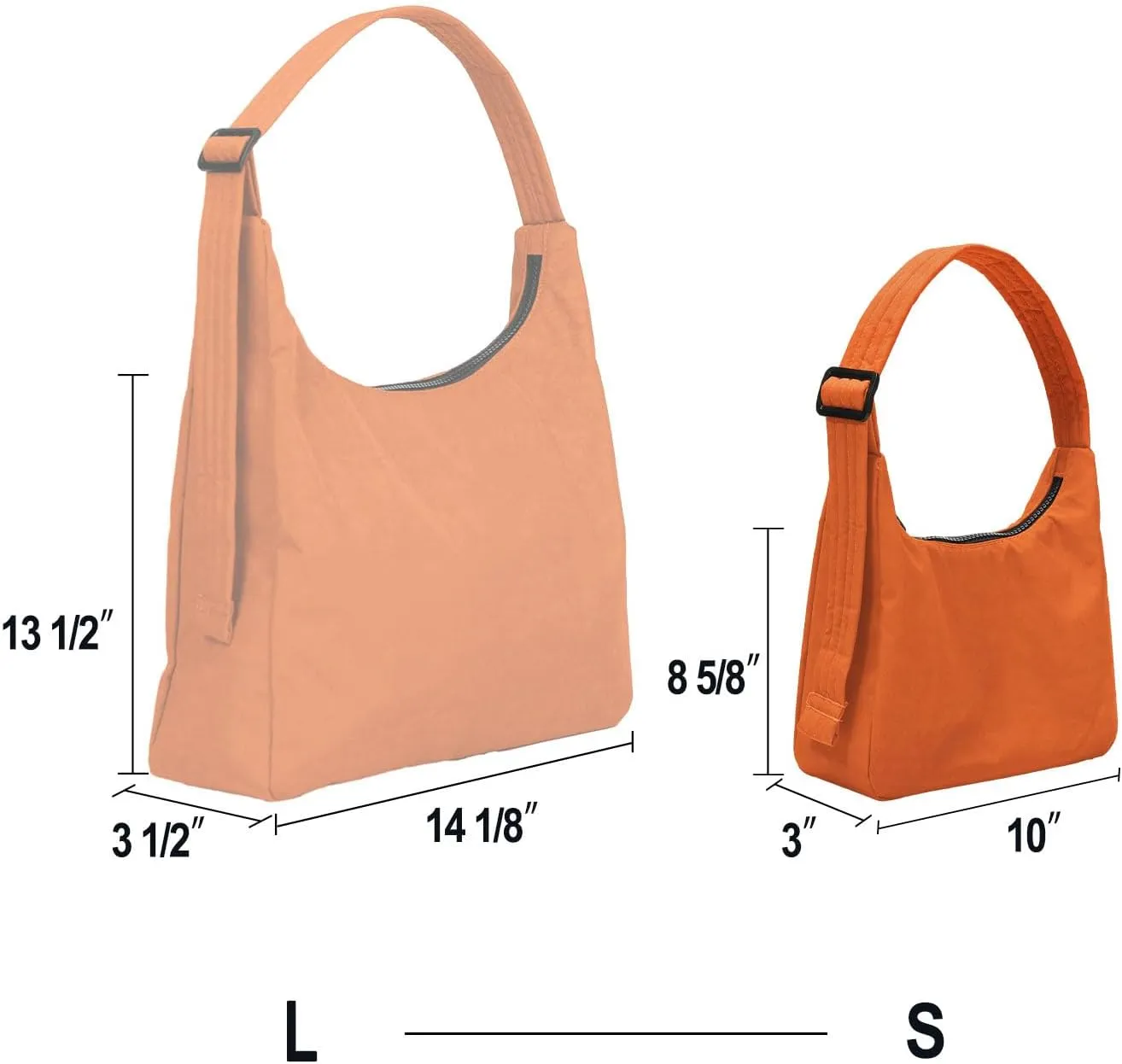 Nylon Shoulder Bag - Adjustable Quilted Strap, Structured Slouchy Design with Interior Zip Pocket