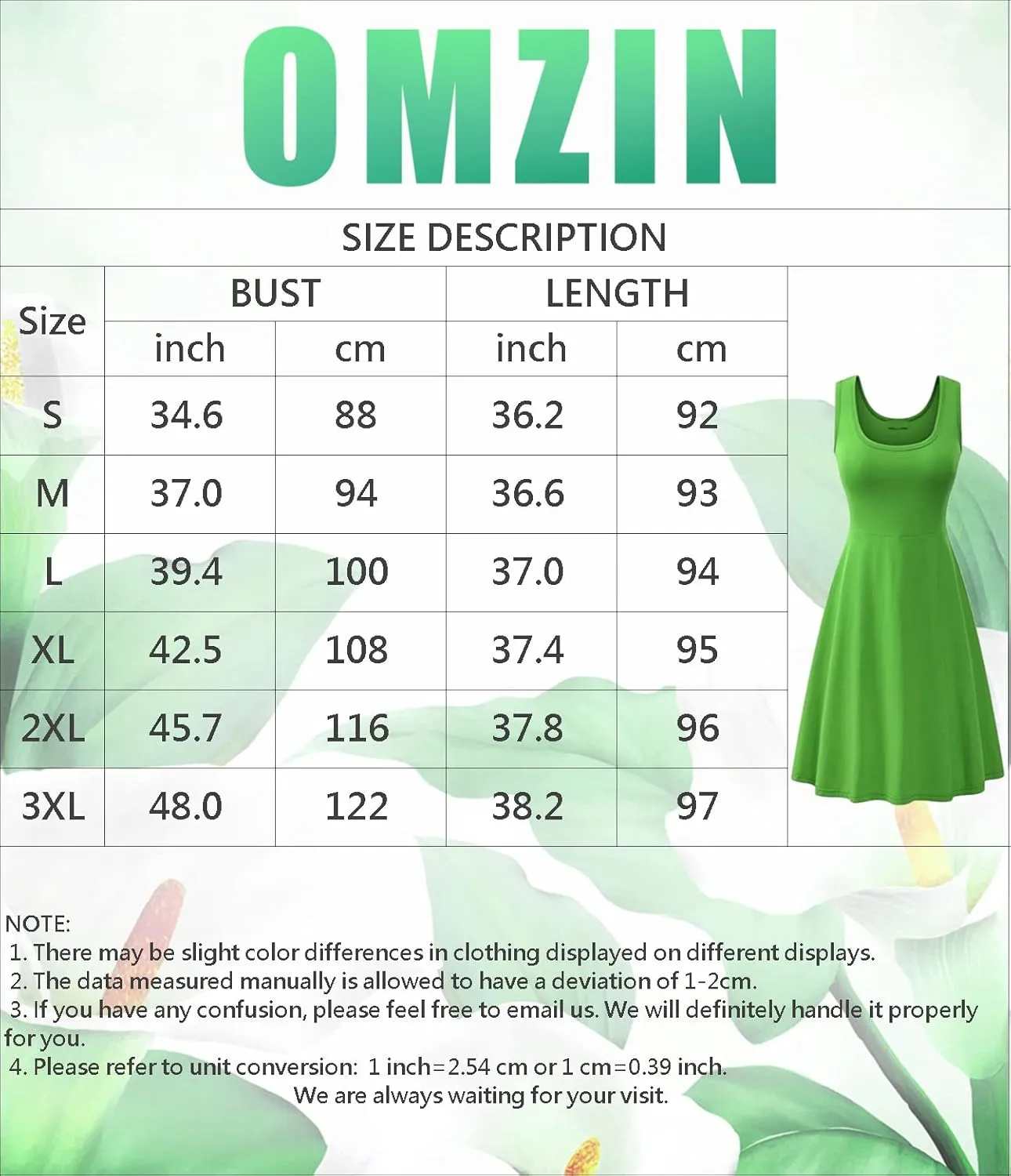 OMZIN Women's Sleeveless Midi Dress Casual Flared Tank Dress Solid Color Cotton Skater Swing Dresses
