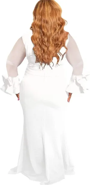 Patchwork Fashion Mesh Women Dress Plus Sleeve Long Casual Solid Size O-Neck Plus Size Dress Casual Skirts for