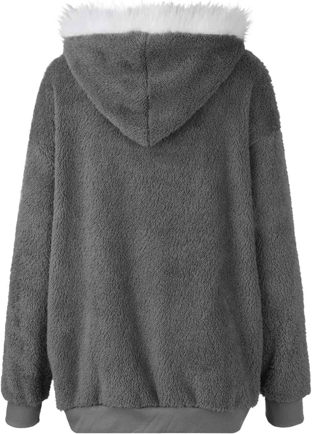 PETYCZEN Winter Jackets for Women Warm Fuzzy Sherpa Lined Plus Size Coats Casual Long Sleeve Zip Up Fleece Jacket Outerwear