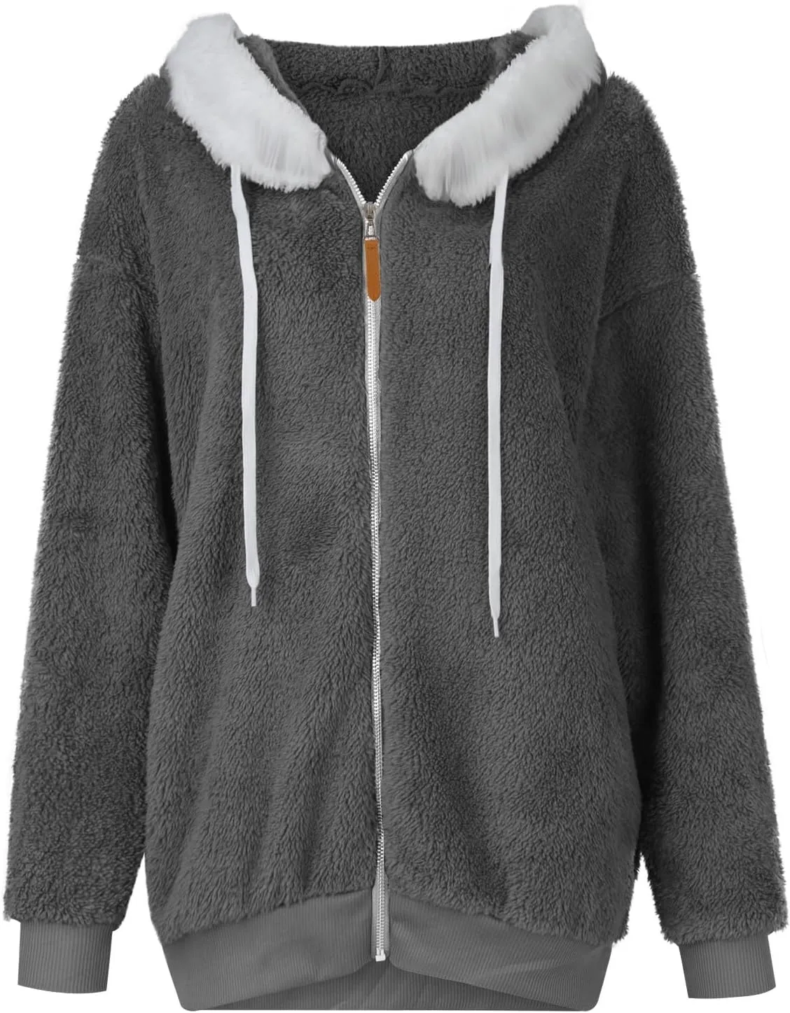 PETYCZEN Winter Jackets for Women Warm Fuzzy Sherpa Lined Plus Size Coats Casual Long Sleeve Zip Up Fleece Jacket Outerwear
