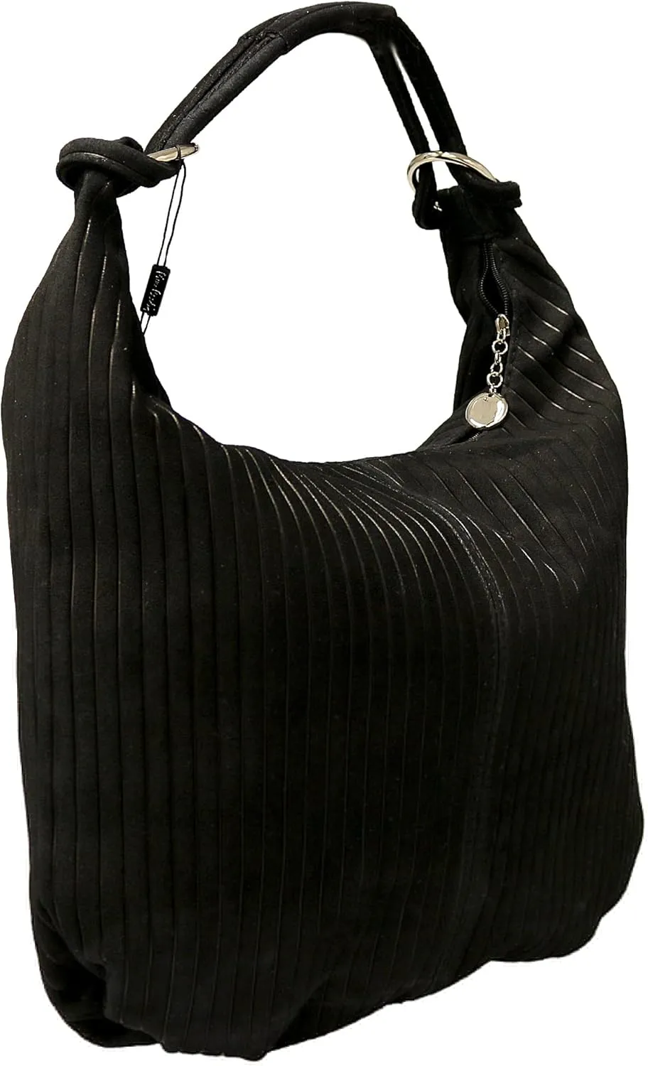 Pierre Cardin Black Leather Large Hobo Relaxed Suede Shoulder Bag for womens