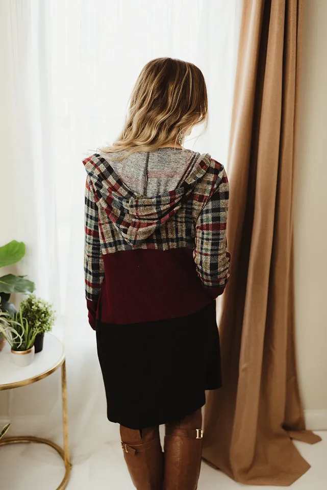 Plaid Colorblock Cardi