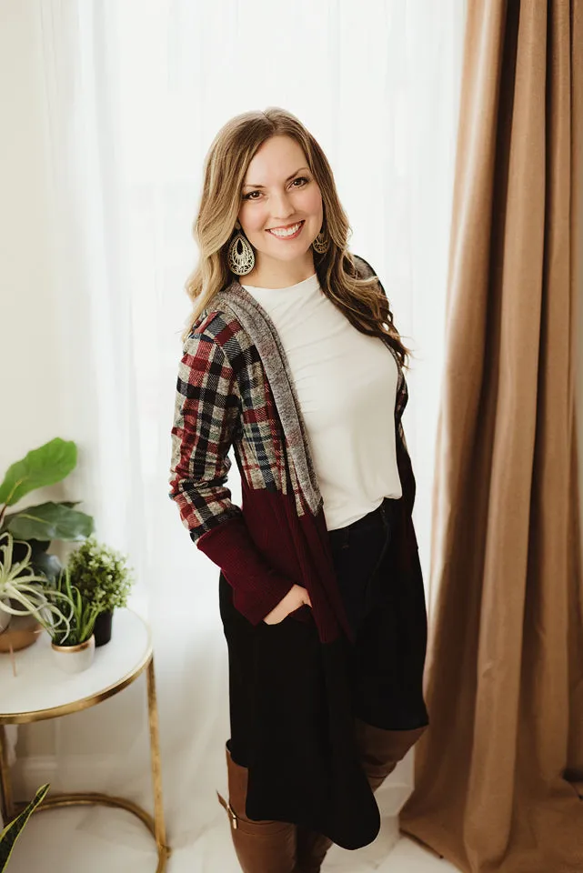 Plaid Colorblock Cardi