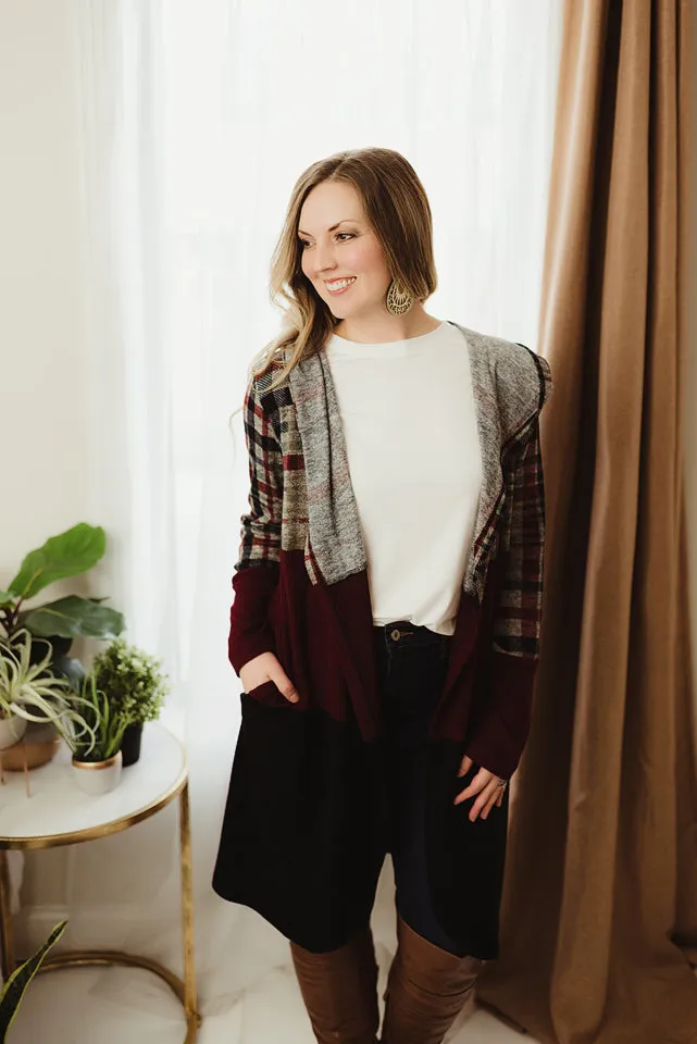 Plaid Colorblock Cardi