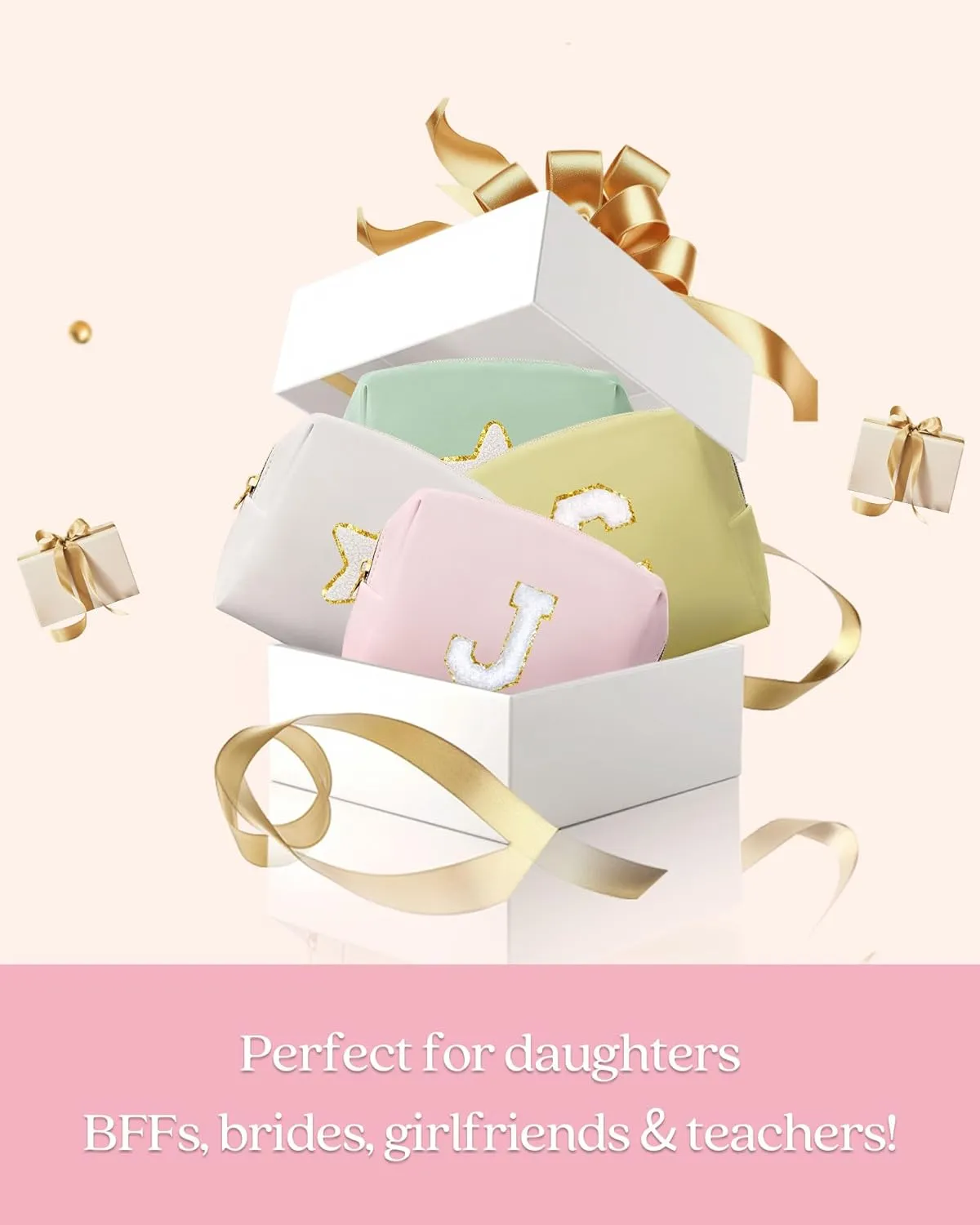 Pocmimut Birthday Gifts for Gifts,Personalized Initial Makeup Bag Cosmetic Pouch Toiletry Bag for Her Mom wife Teacher 18th Birthday Gifts for Girls,A