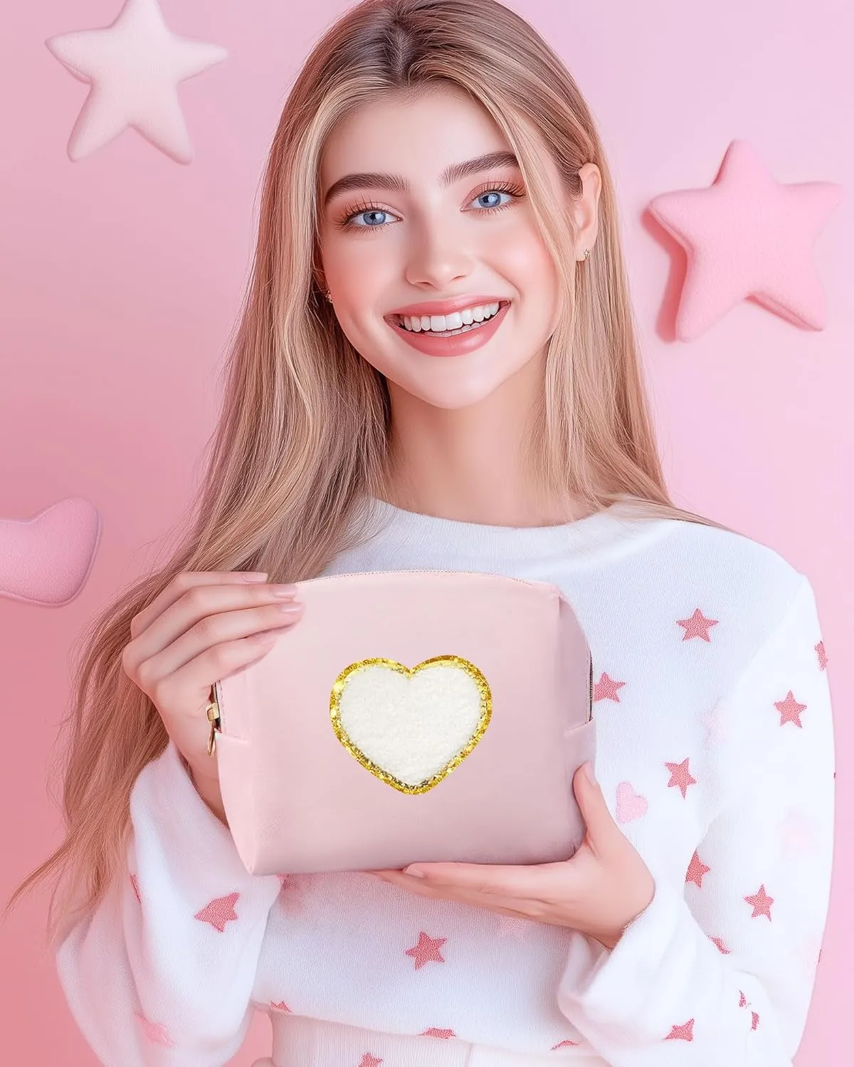 Pocmimut Makeup Bag,Initial Makeup Pouch Cosmetic Bag for Teen Girl Gifts Trendy Stuff - Christmas Gifts Birthday Gifts 18th Gift,K