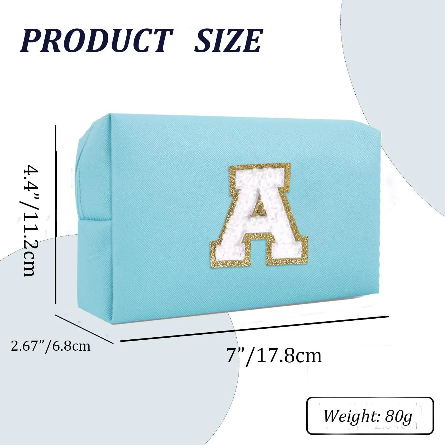 Preppy Makeup Bag for Travel,Initial Cosmetic Bag with Zipper Portable Toiletries,Initial Makeup Bag Pouch Accessories Brushes Capacity Waterproof