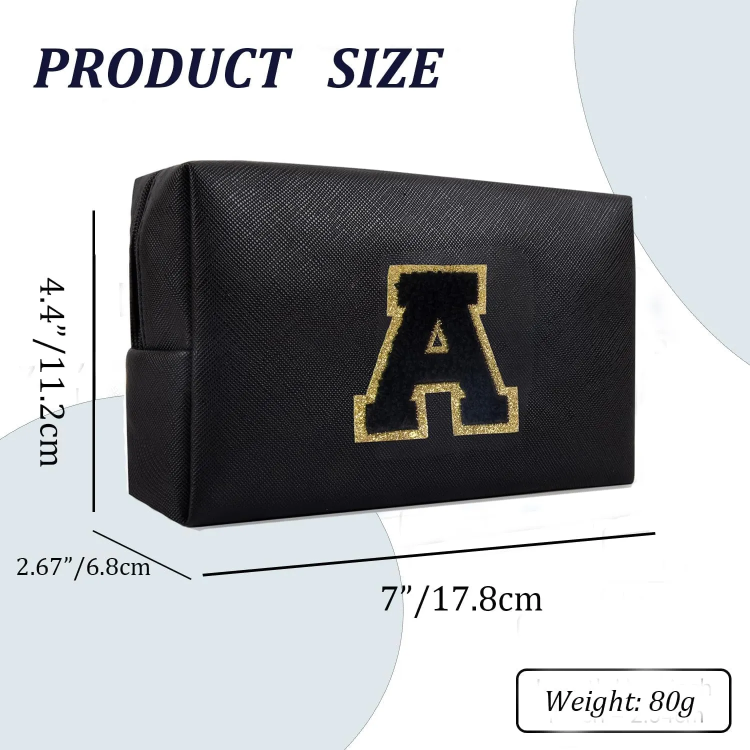 Preppy Makeup Bag for Travel,Initial Cosmetic Bag with Zipper Portable Toiletries,Initial Makeup Bag Pouch Accessories Brushes Capacity Waterproof