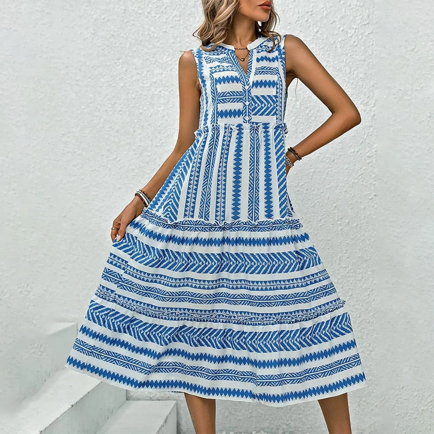 PTOLOCIF Casual Summer Dresses for Women Homecoming Dresses Women's Casual Beach Vacation Dress Fall Midi Dress