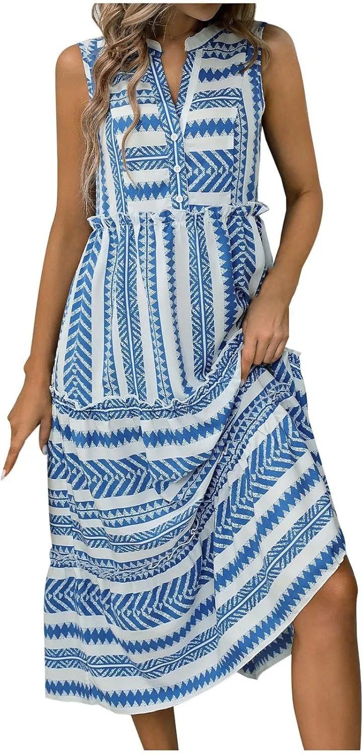 PTOLOCIF Casual Summer Dresses for Women Homecoming Dresses Women's Casual Beach Vacation Dress Fall Midi Dress